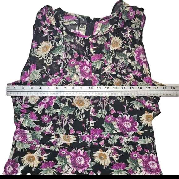 Rachel Roy Black Lora Floral Ruffled Sz 12 Summer Spring Mini Short Dress - Picture 7 of 15